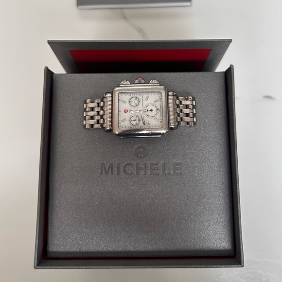 MICHELE Deco Diamond Chronograph Bracelet Watch with 3 straps, 33mm - Picture 9 of 16